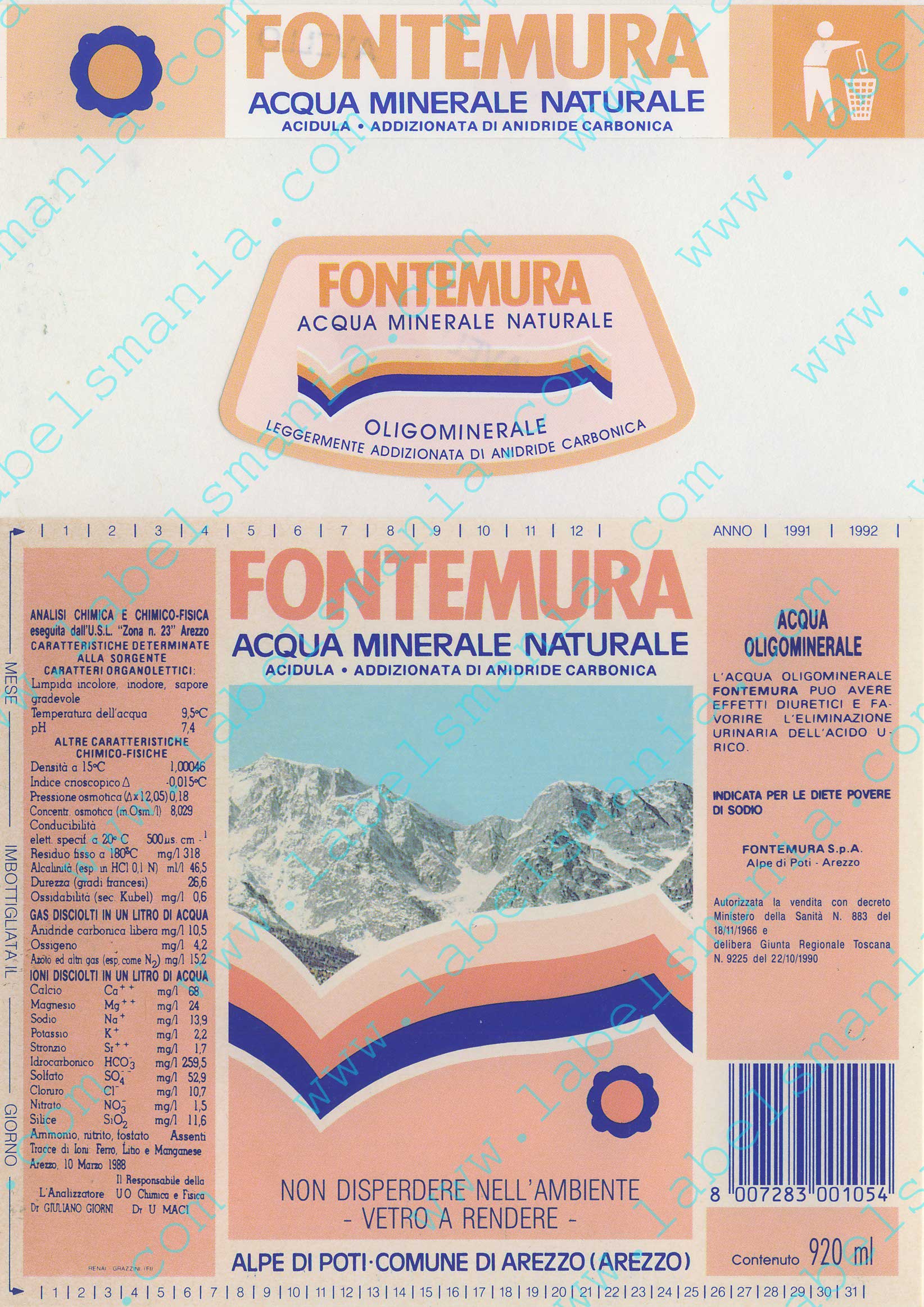 Fontemura Weakly carbonated 920ml Labelsmania